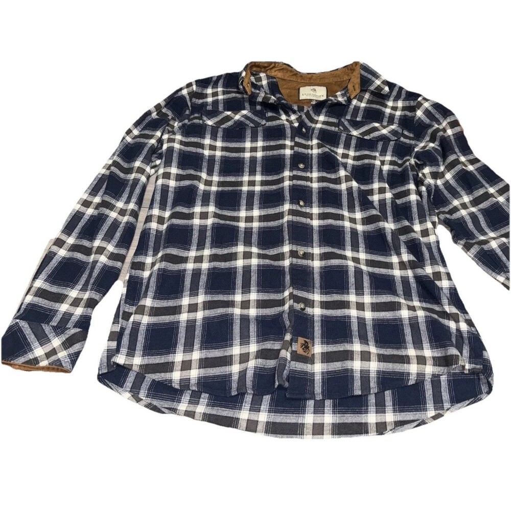Legendary Whitetails Men's Large Blue Plaid Buck Camp Flannel Shirt